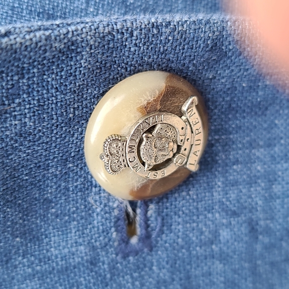 Lauren Ralph Lauren distressed blue linen blazer, size 10P. EUC - Picture 10 of 14